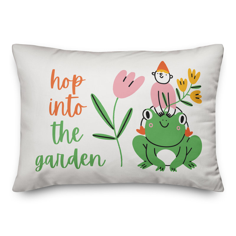  Housse et insert de coussin rectangulaire Gnome Frog Hop Garden