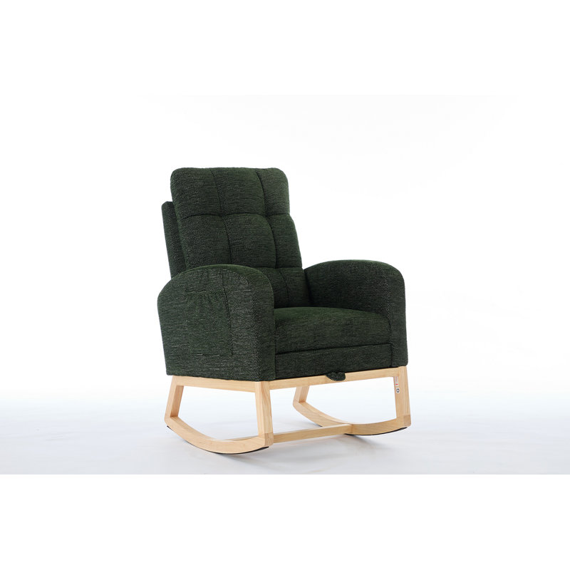 Chaise berçante avec pieds en bois massif, Gris foncé