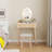 Angeligue Vanity Table Set with Adjustable Brightness Mirror and Cushioned Stool-665542144
