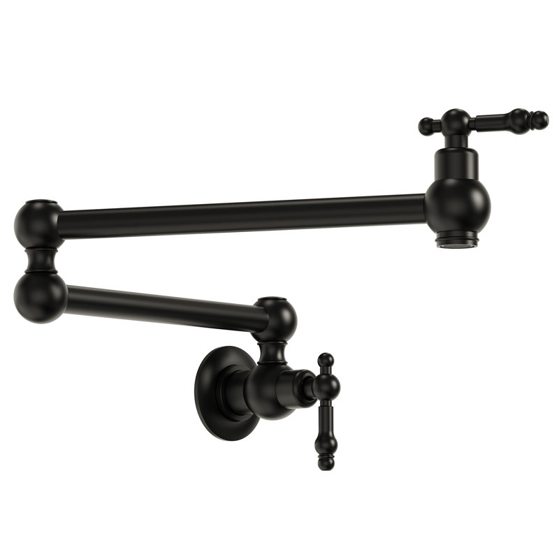 Ensemble robinet de cuisine extractible en 2 pièces et remplisseur de casseroles mural, Brushed Gold