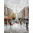 Paris Busy Street - Romantic Brown Framed Canvas Decor
