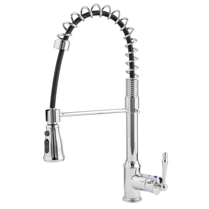 Spring Pull Down Single Handle Kitchen Faucet, Chrome