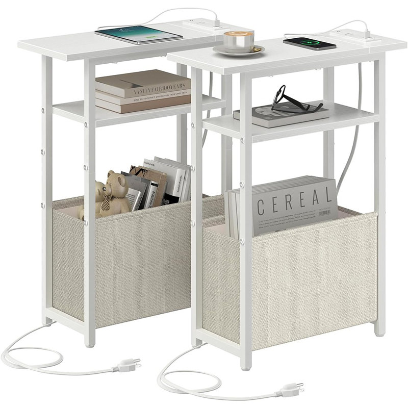 Table d'appoint étroite avec station de charge, ensemble de 2, petite ...