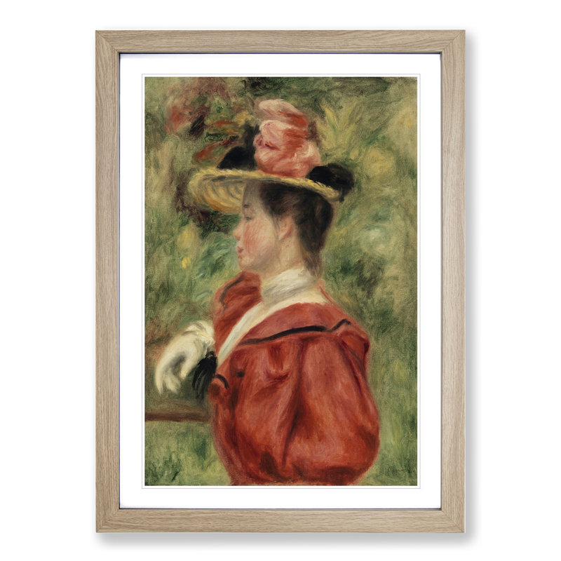Woman with Glove by Pierre-Auguste Renoir - Picture Frame Painting, Oak, 90cm H x 65cm W x 2cm D