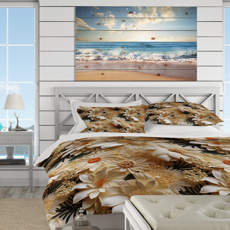 Tropical Lace Tropical Pattern I Floral Duvet Cover, King Duvet Cover + 2 King Shams