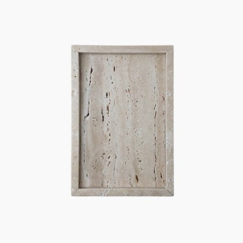 Travertin Stone Tray - Organisateur minimaliste pour parfums, bougies et bijoux, L 11,8 po x P 7,87 po x H 0,98 po