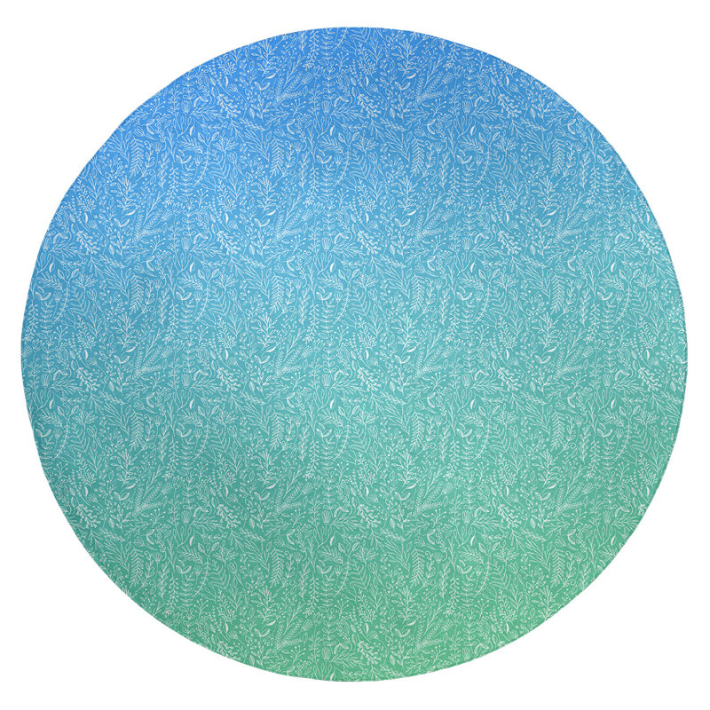 Tapis bleu / vert Ombre Ditsy, Rond 5 pi