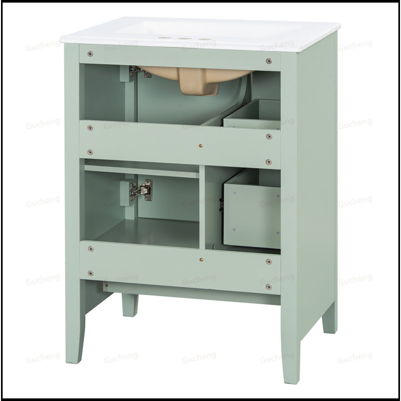 Meuble-lavabo 24 po avec tablette réglable, Vert clair