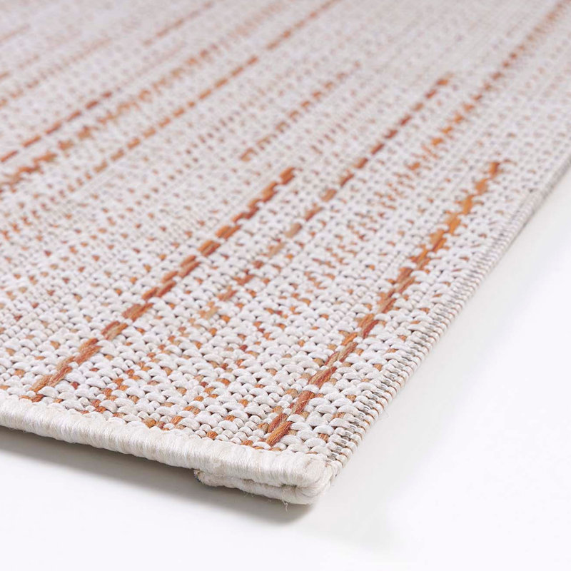 Tapis rectangulaire en polypropylène tissé à la machine orange / crème Dineen, Rectangle 5 pi 3 po x 7 pi 7 po
