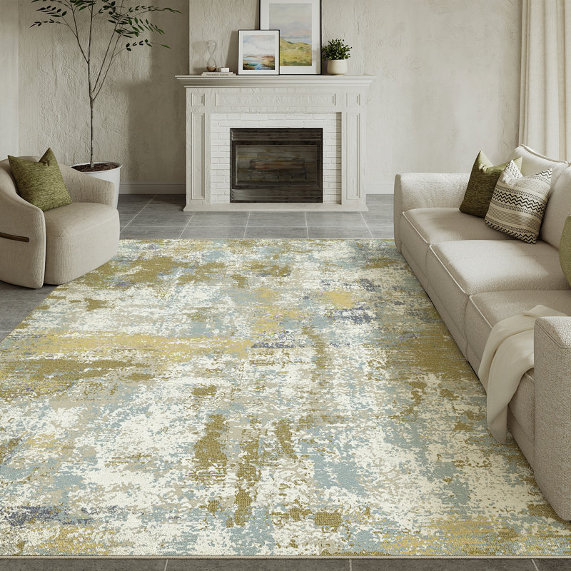 Kely Modern Abstract Machine Washable Area Rug with Non-Slip Backing, Rectangle 8' x 10'