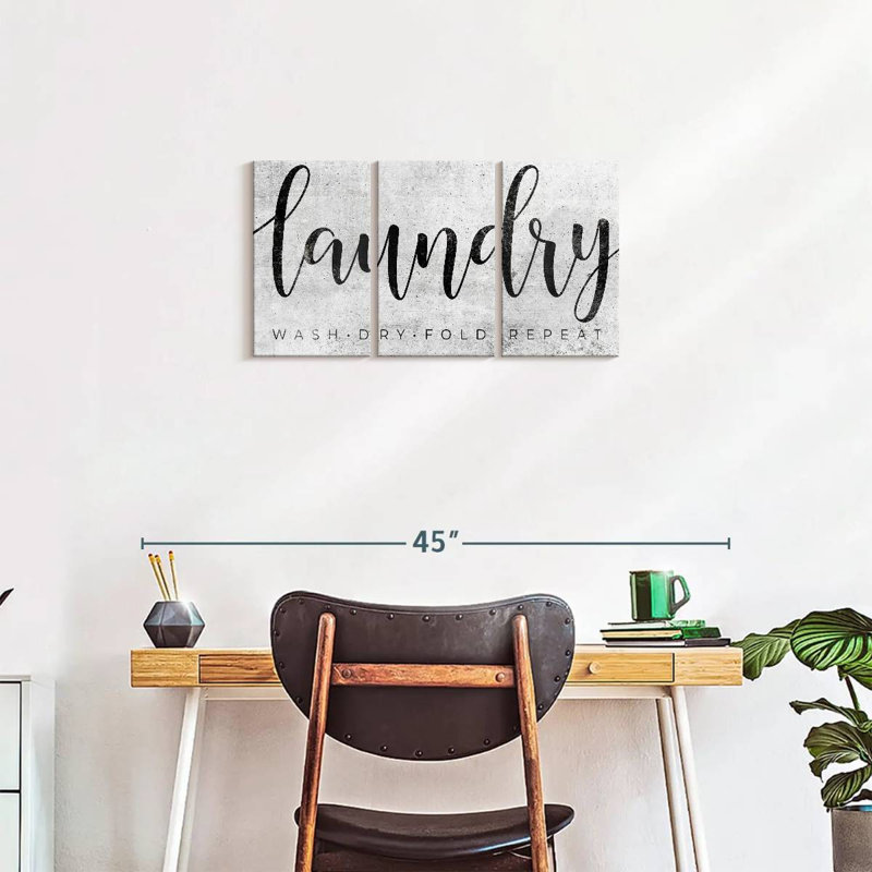 «Minimalist Laundry Sign», reproduction sur toile, H 15 po x l 32 po x P 1,25 po