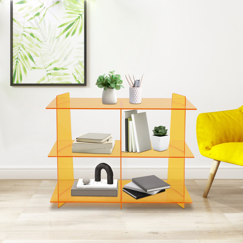 3 Tier Acrylic Bookshelf Storage Stand, Orange
