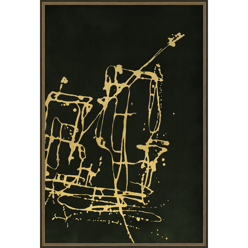 «Blue Velvet Splash 2» par Thom Filicia, peinture sur toile à cadre flottant, H 62 po x l 42 po, Vert, Gold Framed Paper