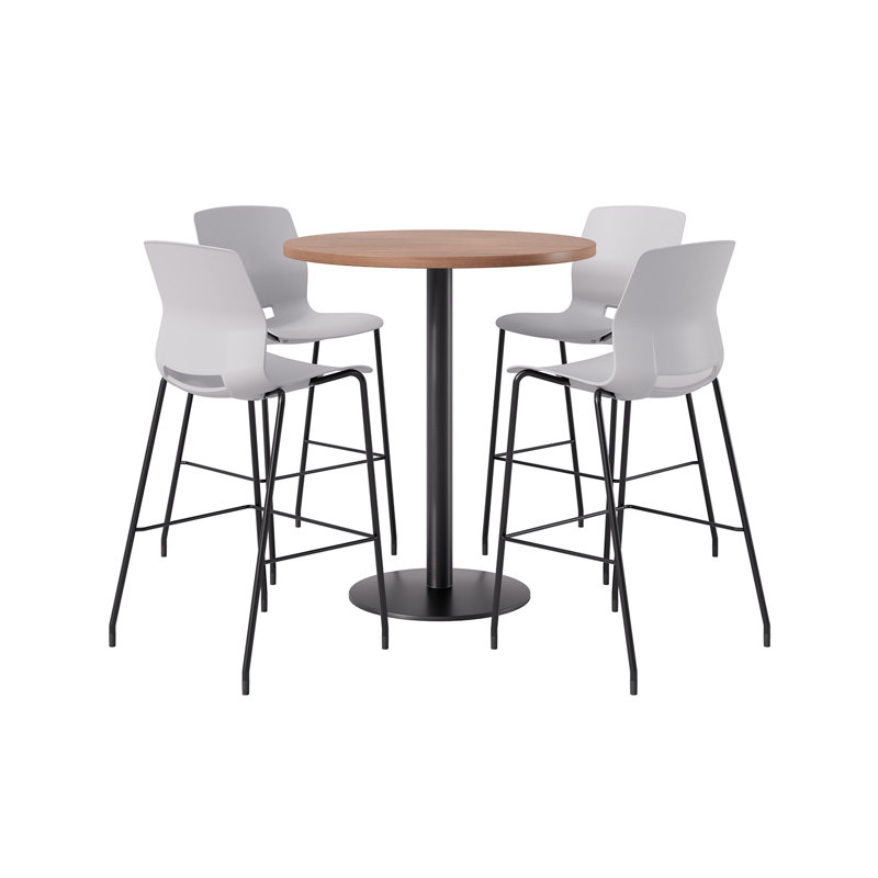 Ensemble repas pour 4 personnes à hauteur de bar, H 41 po x L 36 po x l 36 po, Gris / noir, Cerise