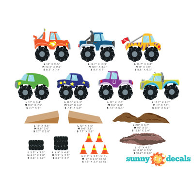 Ensemble d'adhésif décoratif 18 pièces camion monstre