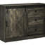 Buffet gris foncé avec rangement à 3 tiroirs et porte de grange coulissante, tiroirs de porte pour le salon,