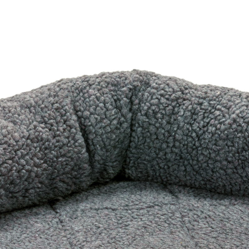 Faux Lambswool Crate Bolster Pet Bed, Extra Extra Large (30" W x 48" D x 4" H), Gray