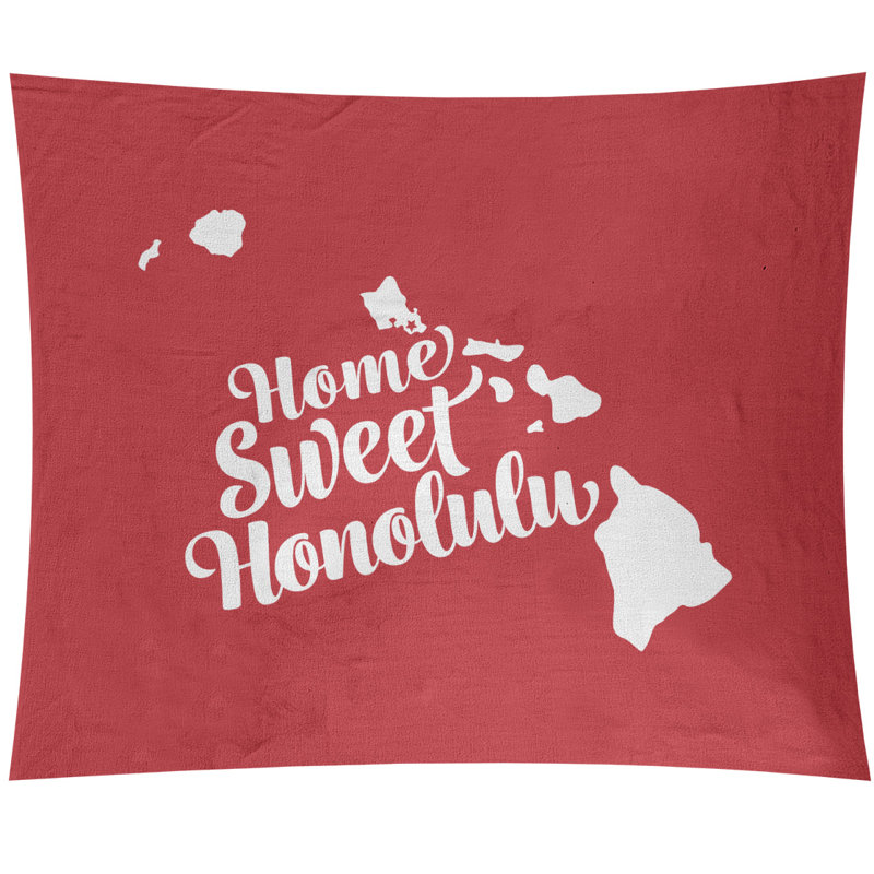 Tapisserie murale honolulu hawaii, H 27,5 po x l 37,5 po, Rouge