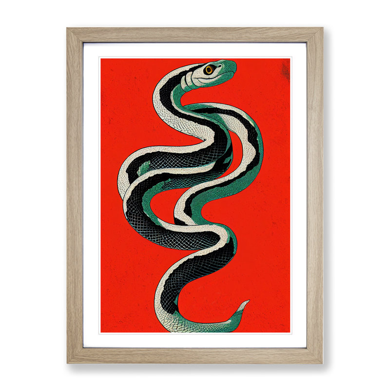 XV1022-3363X Painted Snake No.2 Abstract - Single Picture Frame Painting, 64cm H x 46cm W x 2cm D, Oak Framed