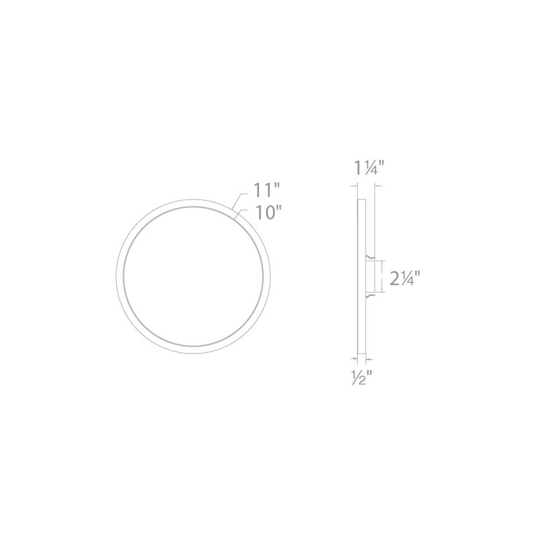 Simple 11" Circle Dimmable LED Ceiling & Wall Flush Mount Light, White, 3000k, 1.25" H x 11" W x 11" D