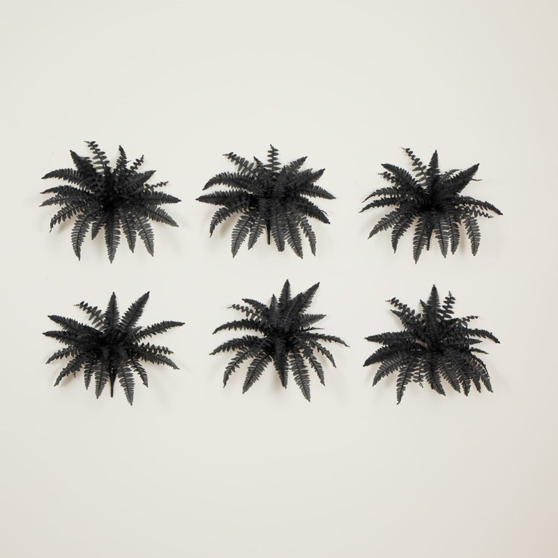 Autumn Artificial Fall Boston Fern - Set Of 6, Black