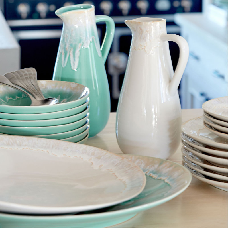 White Ceramic 16'' Oval Platter with Reactive Glaze