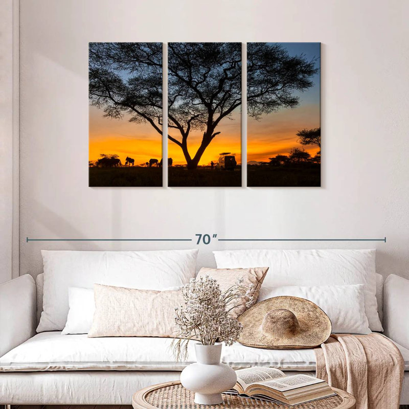 Coucher de soleil safari, H 28 po x l 45 po