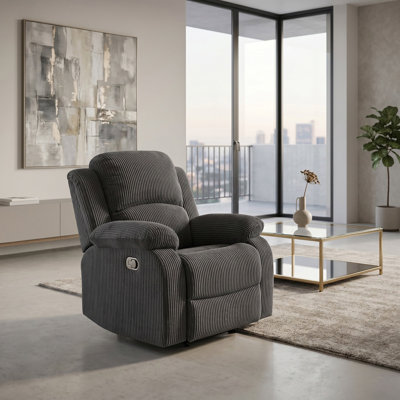 Seder Avenlo Dark Gray Corduroy Manual Recling Chair (1 Piece)