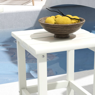 Weather Table - 15" Square Patio Side End For Balcony, Porch, Pool. Stable And Long-Lasting, 110 Lbs Capacity, White Pool, Balcony. Waterproof, Heavy-Duty, Supports Lbs,