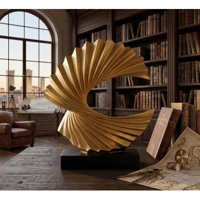 House of Avana Modern Gold Wave Abstract Sculpture Art Deco Home Decor