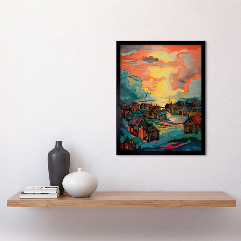 Ultan Atmospheric Clouds Over Mono Fishing Village Cabins At Dawn - Single Picture Frame Print