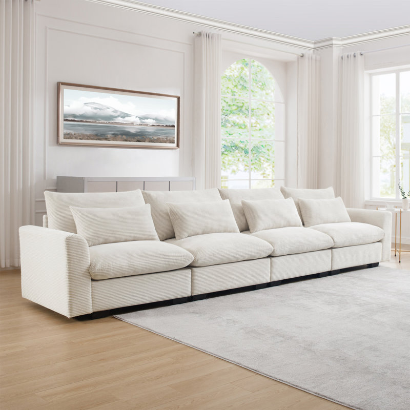 Reposa 122'' Rolled Arms Sofa, White