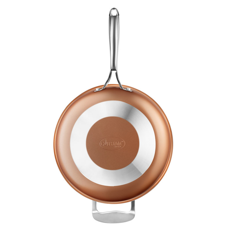 Gotham Steel Copper Cast Textured 5.5 Quart Multipurpose Deep Saute Jumbo Cooker Fry Pan with Glass Lid