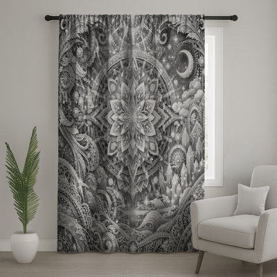 Intricate Mandala Illustration Window Curtains, Mandala Sheer & Blockout Curtains - 1 Panel