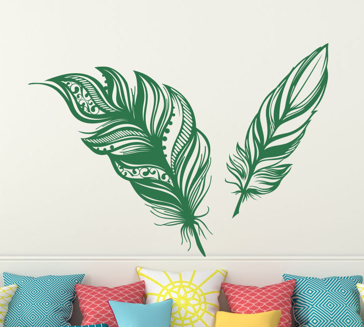 Adhésif décoratif plumes, H 22 po x l 31 po, Vert
