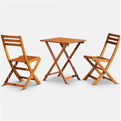 3-Piece Eucalyptus Bistro Set, Square, Natural Oil