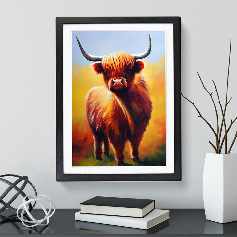 Resplendent Highland Cow - Framed Print, Black, 46cm H x 34cm W x 2cm D