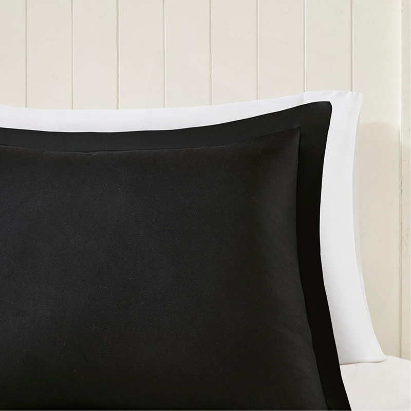 Ensemble d'édredon réversible en duvet synthétique pour lit simple / simple XL 3M Scotchgard, Noir
