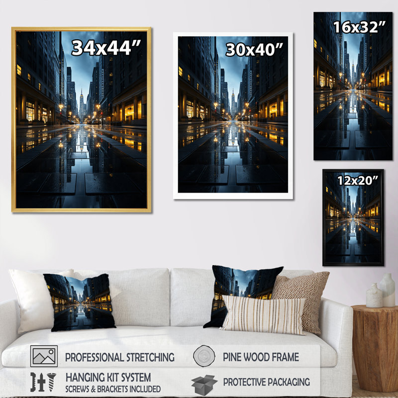 Leffert gratte-ciel Urban Symphony - impression, H 32 po x l 24 po x P 1 po, Cadre flottant doré