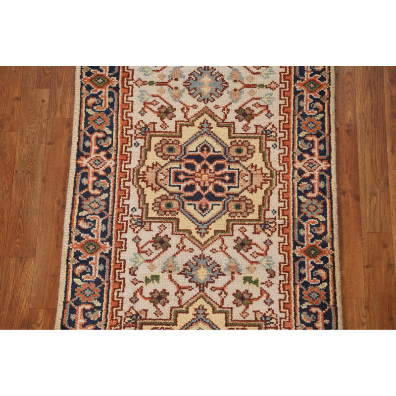 Tapis de couloir géométrique Heriz Serapi noué à la main 3 x 10