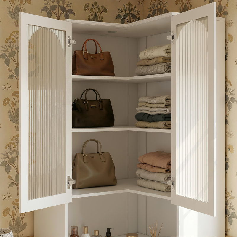 Armoire de rangement d'angle avec siège confortable