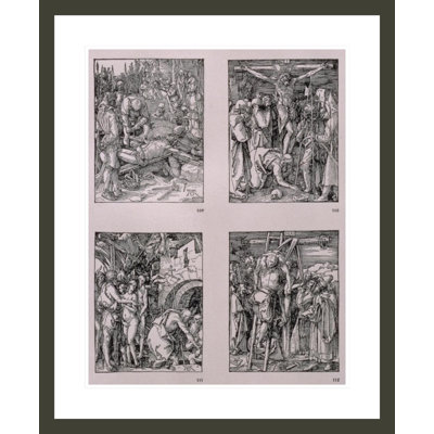 La série «Small Passion» (dans le sens des aiguilles d'une montre) «The Nail to the Cross Crucifixion Christ in Limbo The Descent from the Cross» par Albrecht Dürer, impression giclée sur cadre