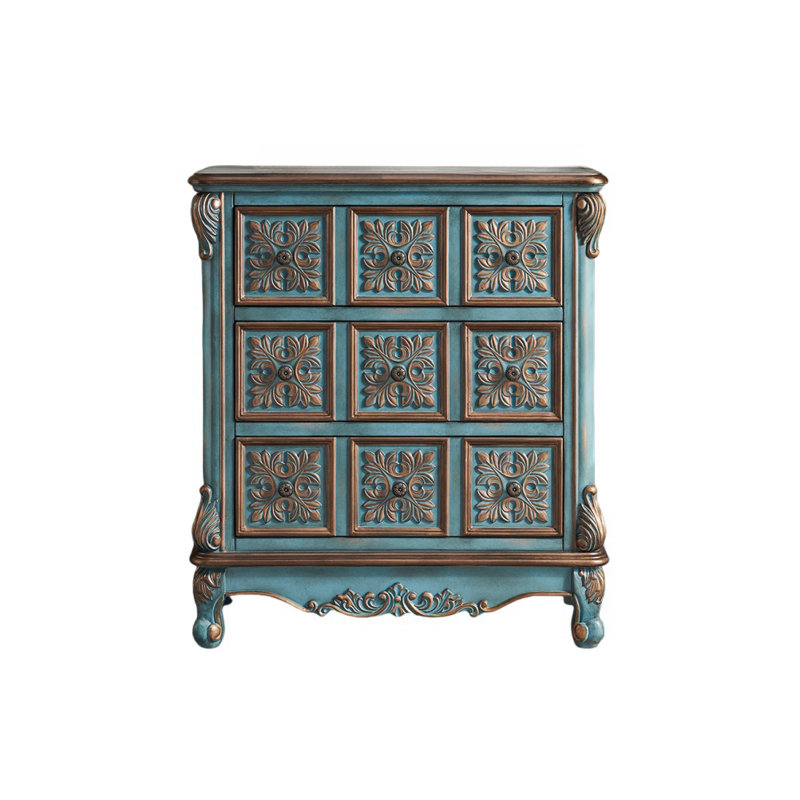 Commode d'appoint vintage grande capacité, Bleu, H 35,2 po x l 31,1 po x P 15,7 po