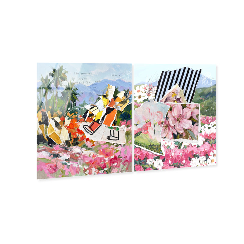 Tropic Bloom Set High-Gloss Frameless Acrylic Glass Wall Art Landscape & Nature Print by Oliver Gal, Ready to Hang, 16 x 20