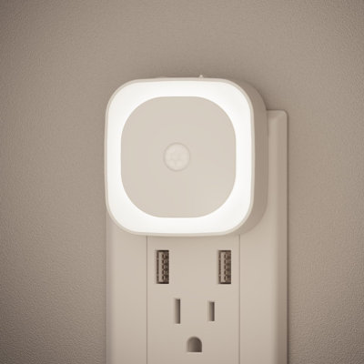 2-Pack Plug-In Dimmable Night Lights With Motion Sensor And Dusk To Dawn Sensor, 3 Sensor Modes