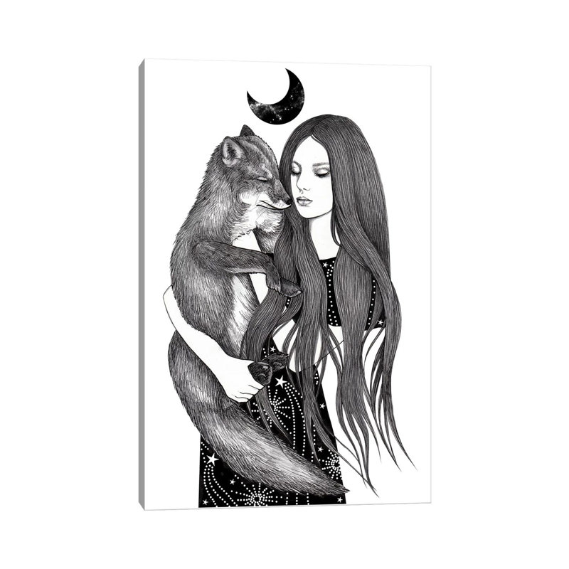 Night Foxes by Andrea Hrnjak - Wrapped Canvas Print, 66.04 cm H x 45.72 cm W x 1.91 cm D