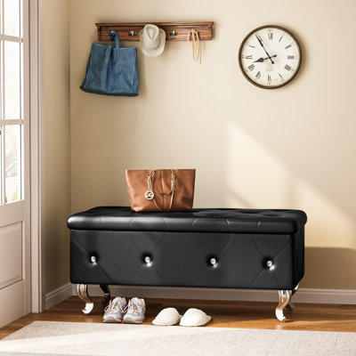 Repose-pieds de luxe avec rangement capitonné avec pieds en métal