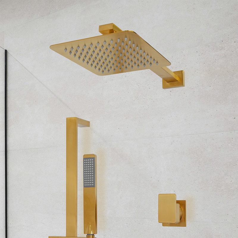 Kubista Shower Arm, Brushed Gold