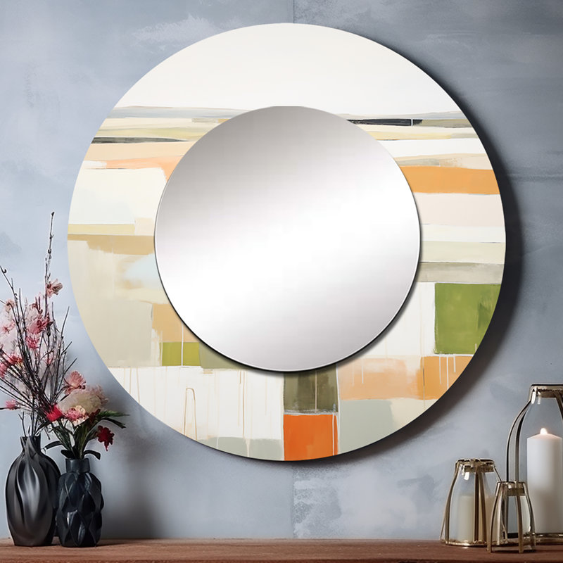Puertas - Miroir rond abstrait mural, 23 po x 23 po
