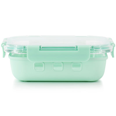 Martha Stewart 21 Ounce Glass Container with Snap On Lid in Mint